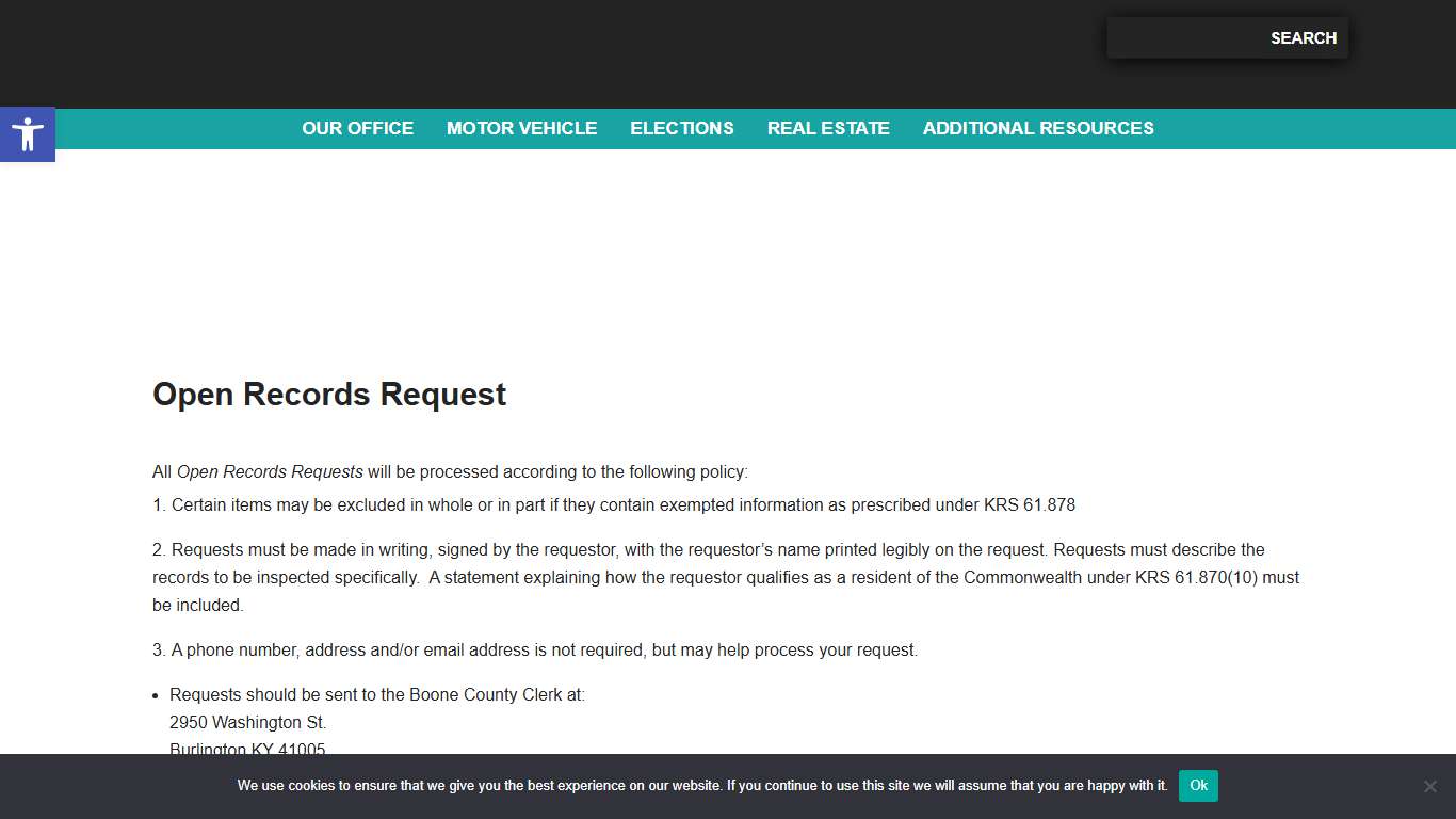 Open Record Request - Boone County Clerk's Office